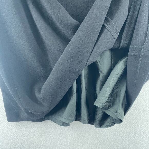 RENA LANGE BERGDORF GOODMAN Dress M Crepe Shift Knee Length Short Sleeve Black - Picture 7 of 12